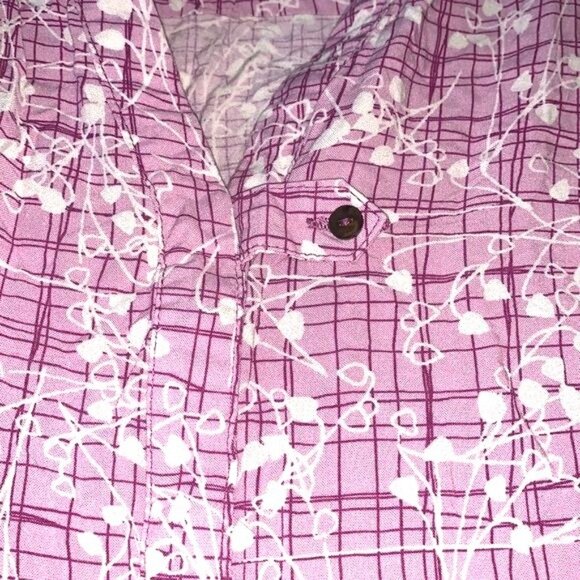 Womens 3/4 Sleeve Pink Button-Up Tunic Top By Women Within Size 18/20 Floral Pla - Picture 5 of 8